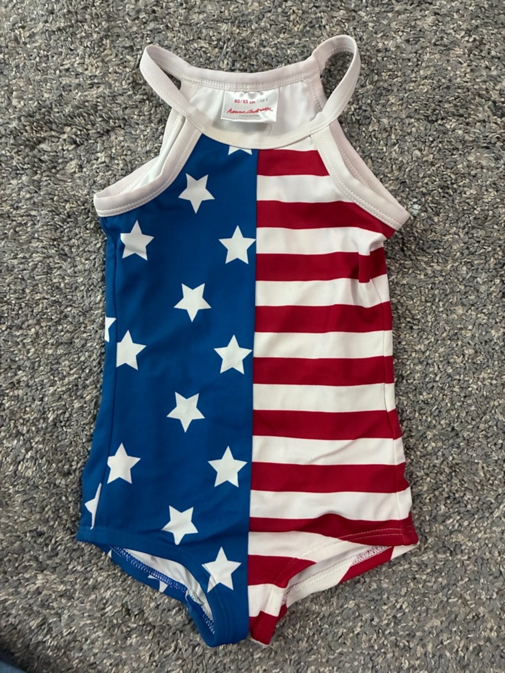 Hanna Andersson Red White and Blue Star Stripe Kids' Swimsuit